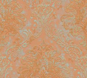 Vliestapete Shabby Chic Ornamenten Gold - Orange - Rosé - Türkis