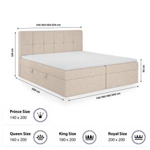 Boxspringbett Mokpo Beige - Breite: 144 cm