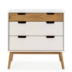 Commode Baku 3 tiroirs blanc/bois Marron