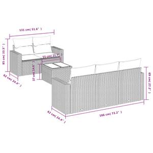 Gartensitzgruppe K6541(6-tlg) Schwarz - Massivholz - 69 x 62 x 66 cm