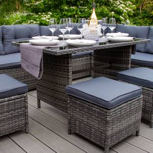 Rattan 9-Sitzer Eckgarnitur Grau - Rattan - 240 x 70 x 180 cm