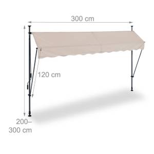 Auvent rétractable pour balcon Beige - Gris - Largeur : 300 cm