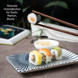 Sushi 8tlg Geschirr-Set 2 Personen Weiß - Ton - Holzwerkstoff - 28 x 8 x 33 cm