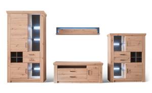 Wohnwand Mauro 21 (4-teilig) mit LED Braun - Holzwerkstoff - Holzart/Dekor - 371 x 211 x 55 cm