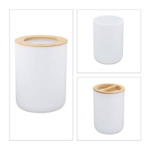 6 accessoires salle de bain en bambou Marron clair - Blanc