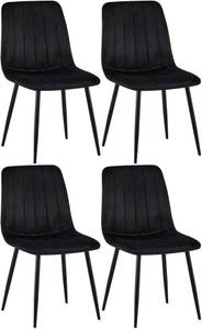 Chaise salle à manger Dijon Lot de 4 Noir - Fourrure synthétique