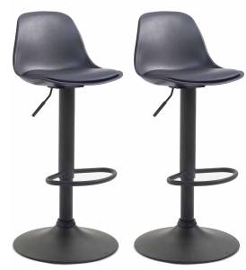 Tabouret de bar Kiel Lot de 2 Noir - Noir