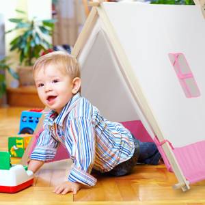 Tipi Zelt für Kinder Braun - Pink - Weiß - Holzwerkstoff - Textil - 120 x 92 x 86 cm