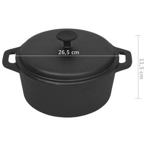 vidaXL Topf Ø26,5 cm Schwarz - Metall - 27 x 12 x 27 cm