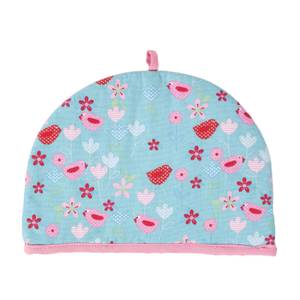 Teekannenwärmer Vögel Blumen Tea Cosy Blau - Textil - 36 x 24 x 36 cm