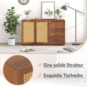 Sideboard Natur Ⅲ Braun - Holzwerkstoff - Polyrattan - 40 x 76 x 130 cm