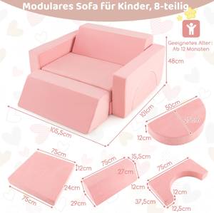 Kindersofa TH32641 Pink - Textil - 101 x 48 x 106 cm