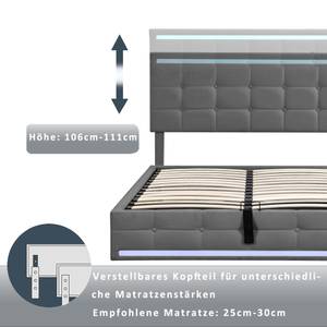 Polsterbett mit 2 USB GLOWLEIN Ⅱ+ Grau