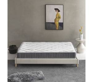 Bett+Taschenfederkernmatratze 160x200cm Weiß - Naturfaser - 160 x 53 x 200 cm