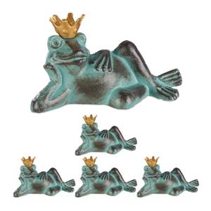 5 x Gartenfigur Froschkönig S Gold - Grün - Metall - 10 x 7 x 5 cm