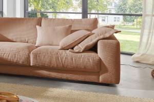 Sofa MADELINE Ecksofa Cord Braun - Ecke davorstehend links