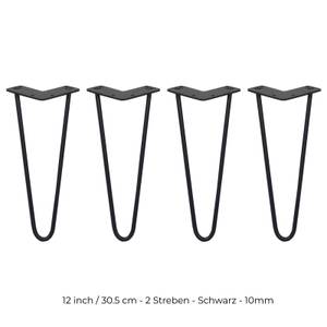 4 x 2 Streben Hairpin-Tischbeine 30.5cm Schwarz - Metall - 1 x 31 x 1 cm