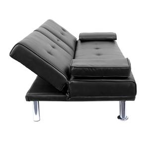 3er-Sofa F60 Schwarz - Kunstleder