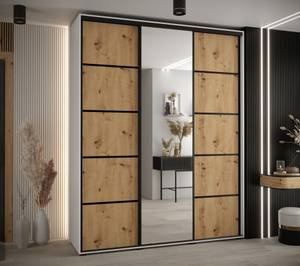 ARMOIRE À PORTES COULISSANTES DAVOS 5 Imitation chêne - Blanc - Largeur : 170 cm