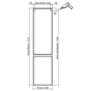 Bad Midischrank grifflos in weiß Glanz Weiß - Holzwerkstoff - 30 x 121 x 33 cm