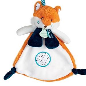 Doudou Cie TIWIPI Fox Bettdecke Blau - Kunstfell - 22 x 23 x 8 cm