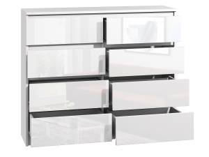 Kommode Bella 8 140 Glas Weiß