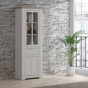 Vitrine 2 portes 1 tiroir éclairage LED Beige - Bois manufacturé - 76 x 210 x 45 cm