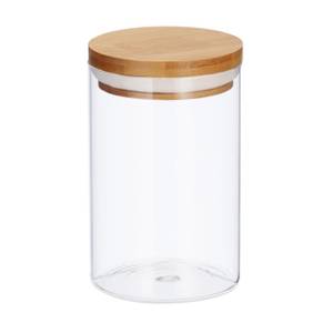 3er Set Vorratsdosen aus Glas 800 ml Braun - Bambus - Glas - Kunststoff - 10 x 16 x 10 cm