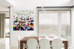 Acrylbild handgemalt Das große Publikum Massivholz - Textil - 80 x 80 x 4 cm