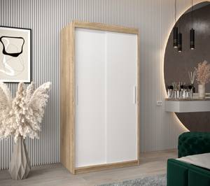 ARMOIRE À PORTES COULISSANTES TOKYO Imitation chêne de Sonoma - Blanc - Largeur : 100 cm