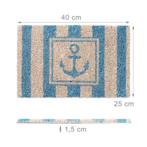 Fußmatte Kinder Motiv Blau - Weiß - Naturfaser - Kunststoff - 40 x 2 x 25 cm