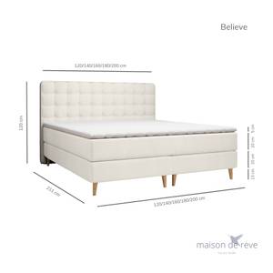 Boxspringbett Believe Creme - Breite: 160 cm