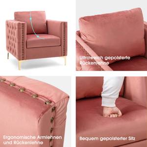 Ohrensessel VELV Pink - Metall - Massivholz - Textil - 74 x 88 x 72 cm