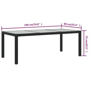 Table de jardin 3011702 Noir - Métal - Matière plastique - Polyrotin - 90 x 75 x 190 cm