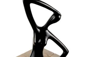 Sculpture moderne Time for Yoga Noir - Pierre artificielle - Matière plastique - 25 x 28 x 13 cm