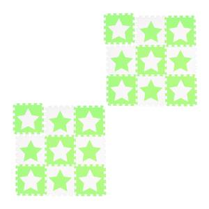 18x pièces de tapis de jeu blanc-vert Vert - Blanc