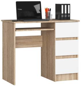 Bureau d'ordinateur A-6 droit CLP Imitation chêne de Sonoma - Blanc