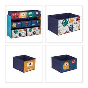 Kinderregal mit Boxen Monster Blau - Orange - Türkis - Holzwerkstoff - Metall - Textil - 93 x 70 x 30 cm