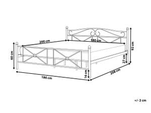 Lit double RODEZ Noir - Largeur : 186 cm