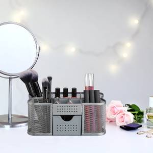 Organiseur de bureau aspect maille Gris - Argenté