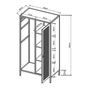 Armoire de chambre Puumala Blanc - Métal - 80 x 180 x 45 cm