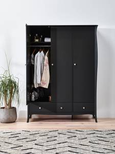 Kleiderschrank Baroque Schwarz - Hochglanz Schwarz - Breite: 143 cm