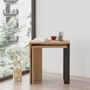 Lot de 2 tables basses gigognes Vesanto Noir - Imitation chêne