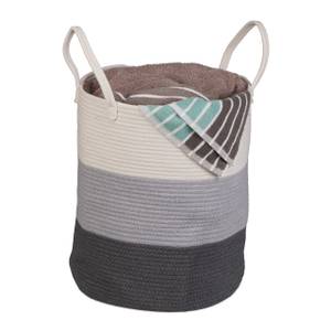 Panier rangement coton tricolore Gris - Blanc - Textile - 41 x 46 x 41 cm