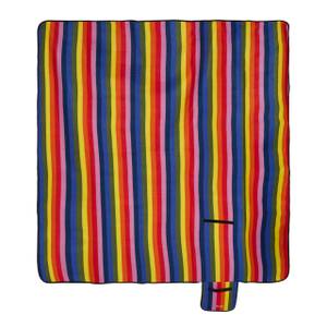 Picknickdecke 200x200 cm bunt gestreift Blau - Rot - Gelb - Metall - Kunststoff - Textil - 200 x 1 x 200 cm