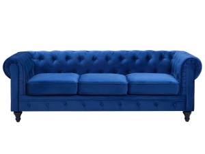 Canapé 3 places CHESTERFIELD Noir - Bleu - Bleu marine - 201 x 70 x 75 cm