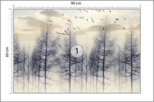 Fototapete BÄUME IM NEBEL Wolken Vögel 90 x 60 x 60 cm