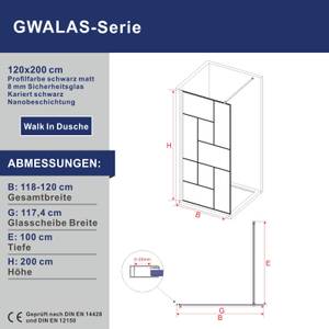 Duschwand Walk In Klarglas GWALAS Breite: 120 cm