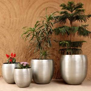 Blumentopf Castellon 4er Set Silber / Grau - Silbergrau - 42 x 43 x 42 cm