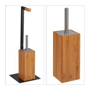 WC Garnitur Bambus & Metall Schwarz - Braun - Silber - Bambus - Metall - 20 x 60 x 20 cm